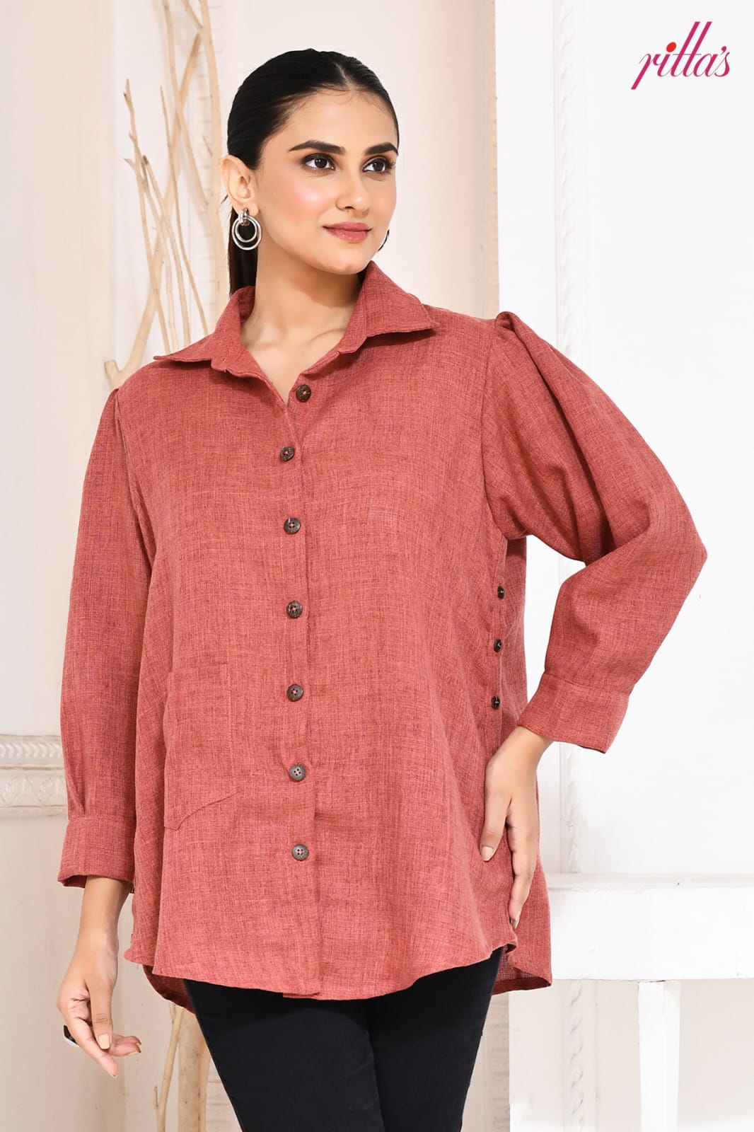 RUST WHISPER SIDE PANEL SHIRT