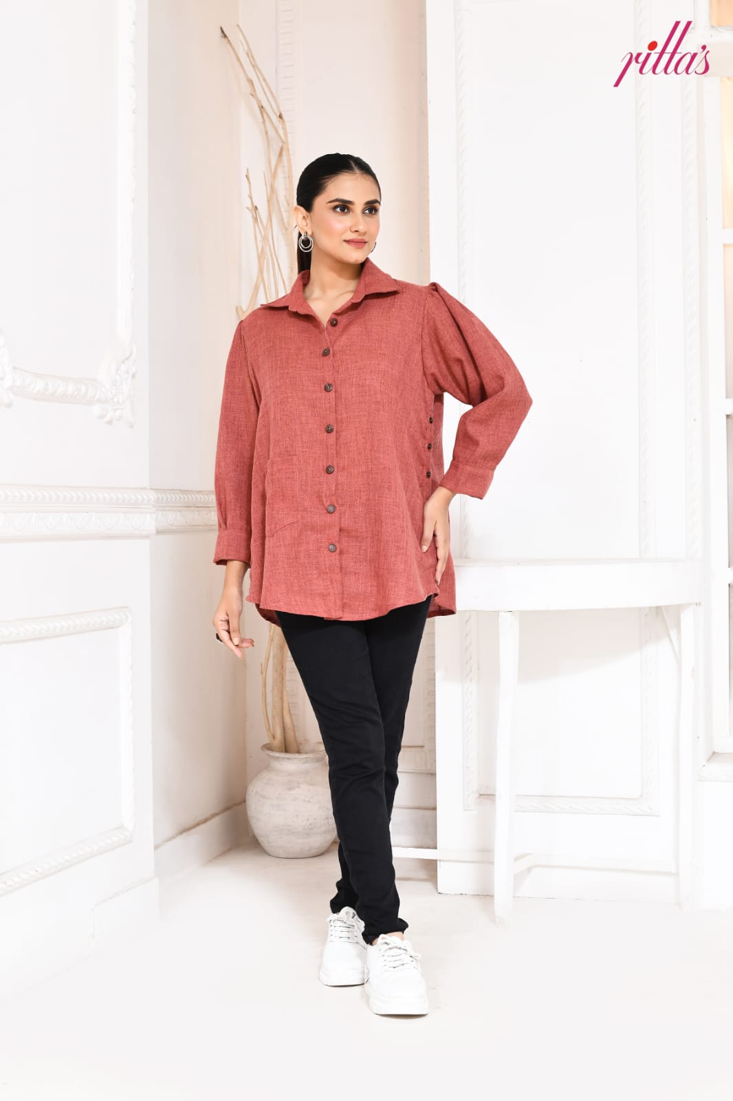 RUST WHISPER SIDE PANEL SHIRT