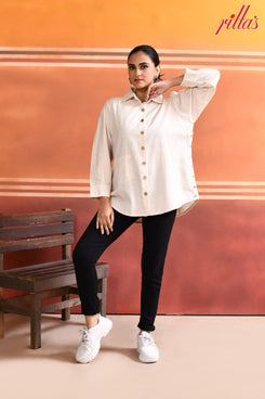 EVIL EYE CHARM CREAM SIDE PANEL SHIRT