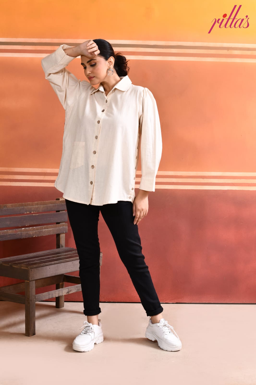 THE CLASSIC CHIC – BEIGE BUTTONED SHIRT