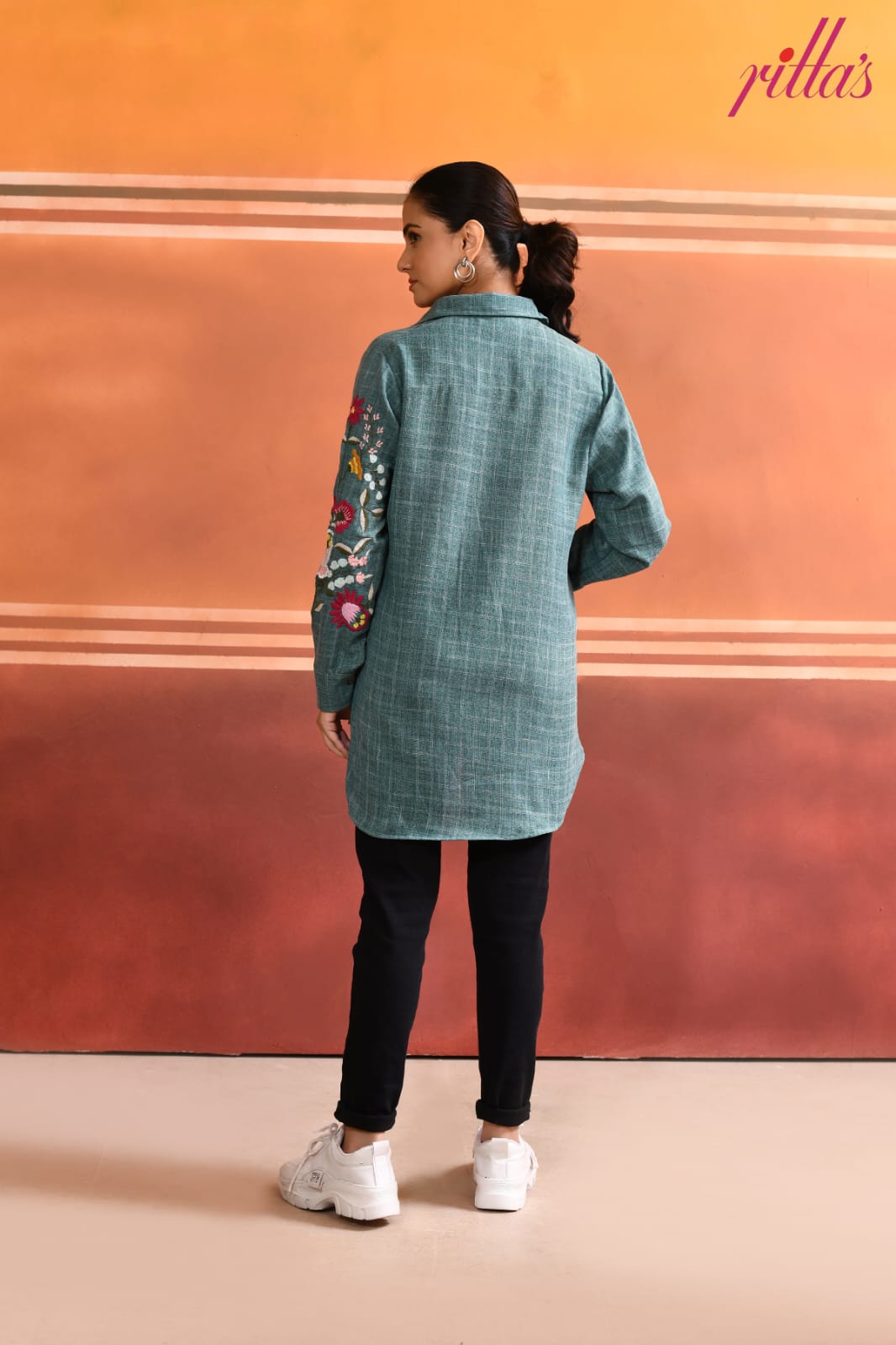 WILD FLOWER BLOOM- MINT GREEN LONG SHIRT