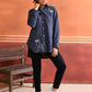 BOTANIC SKETCH – DENIM BLUE LONG SHIRT