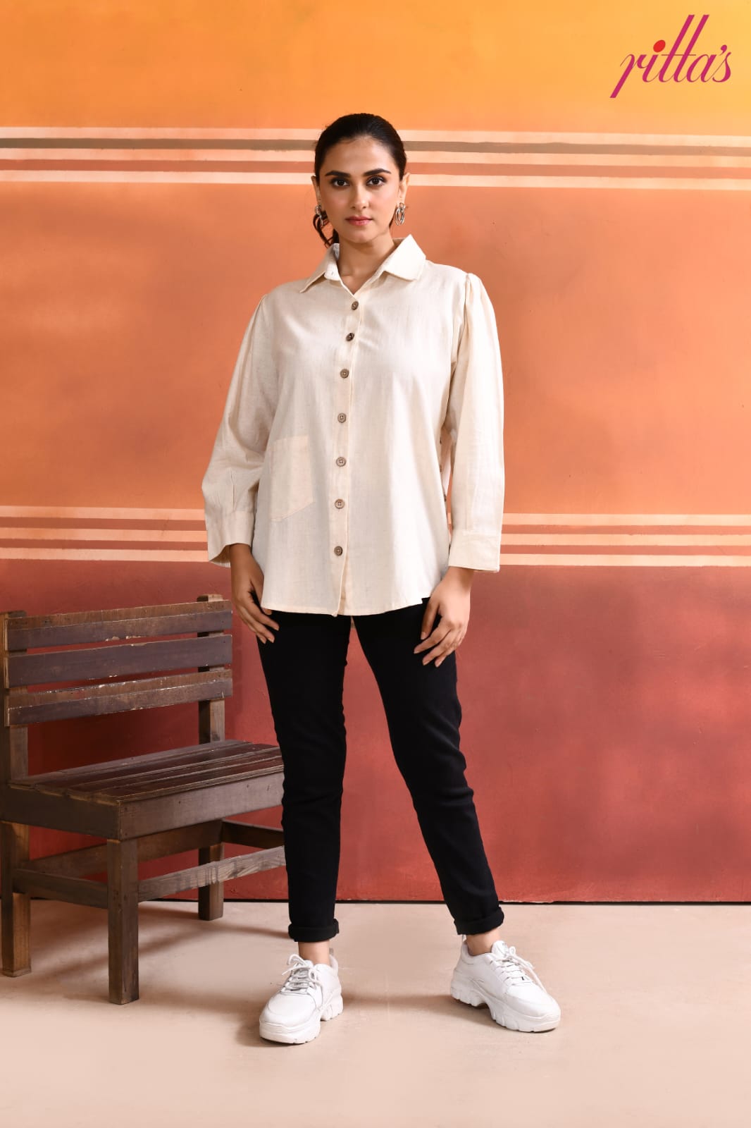 THE CLASSIC CHIC – BEIGE BUTTONED SHIRT