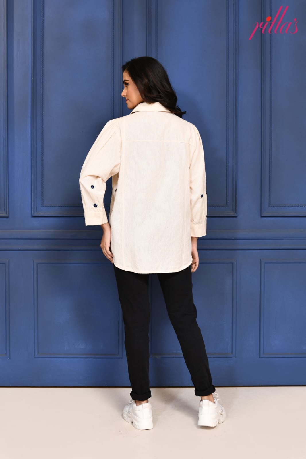 EVIL EYE CHARM CREAM SIDE PANEL SHIRT