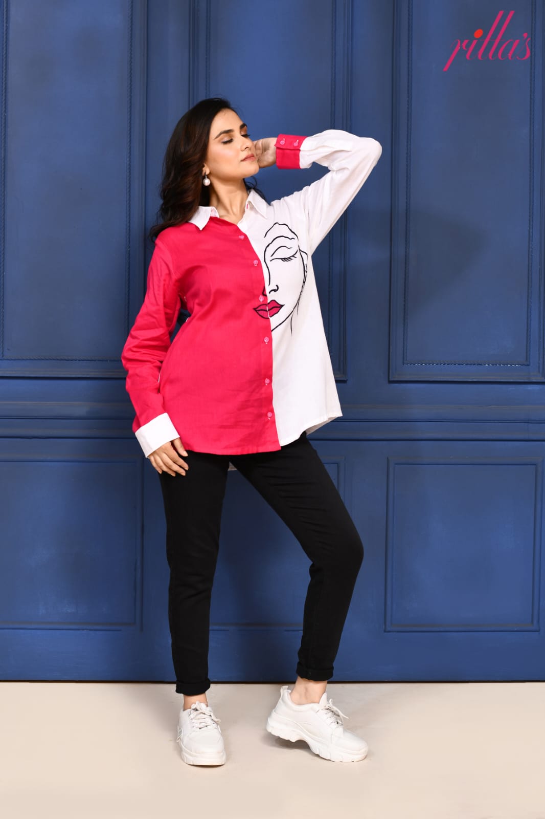 THE MUSE-PINK WHITE DUEL SHIRT