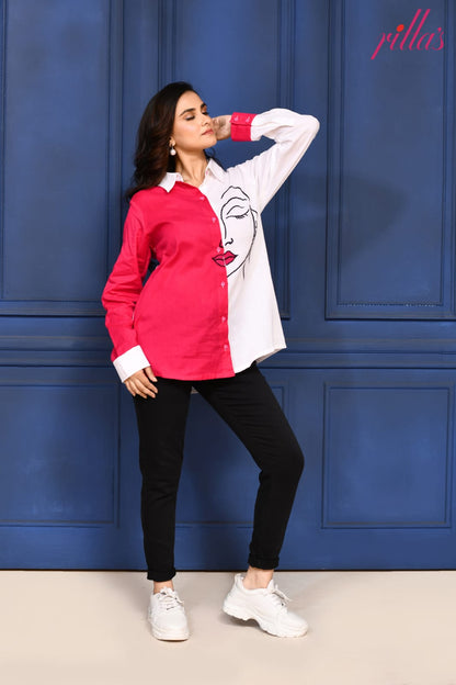 THE MUSE-PINK WHITE DUEL SHIRT