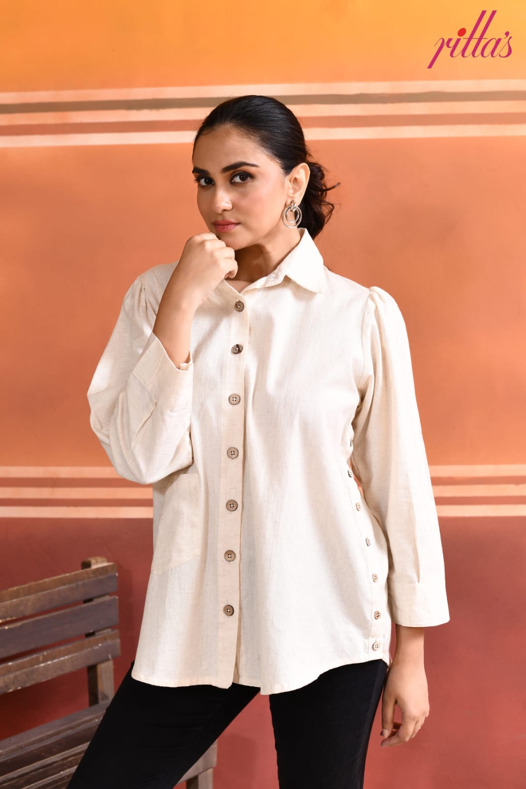 THE CLASSIC CHIC – BEIGE BUTTONED SHIRT