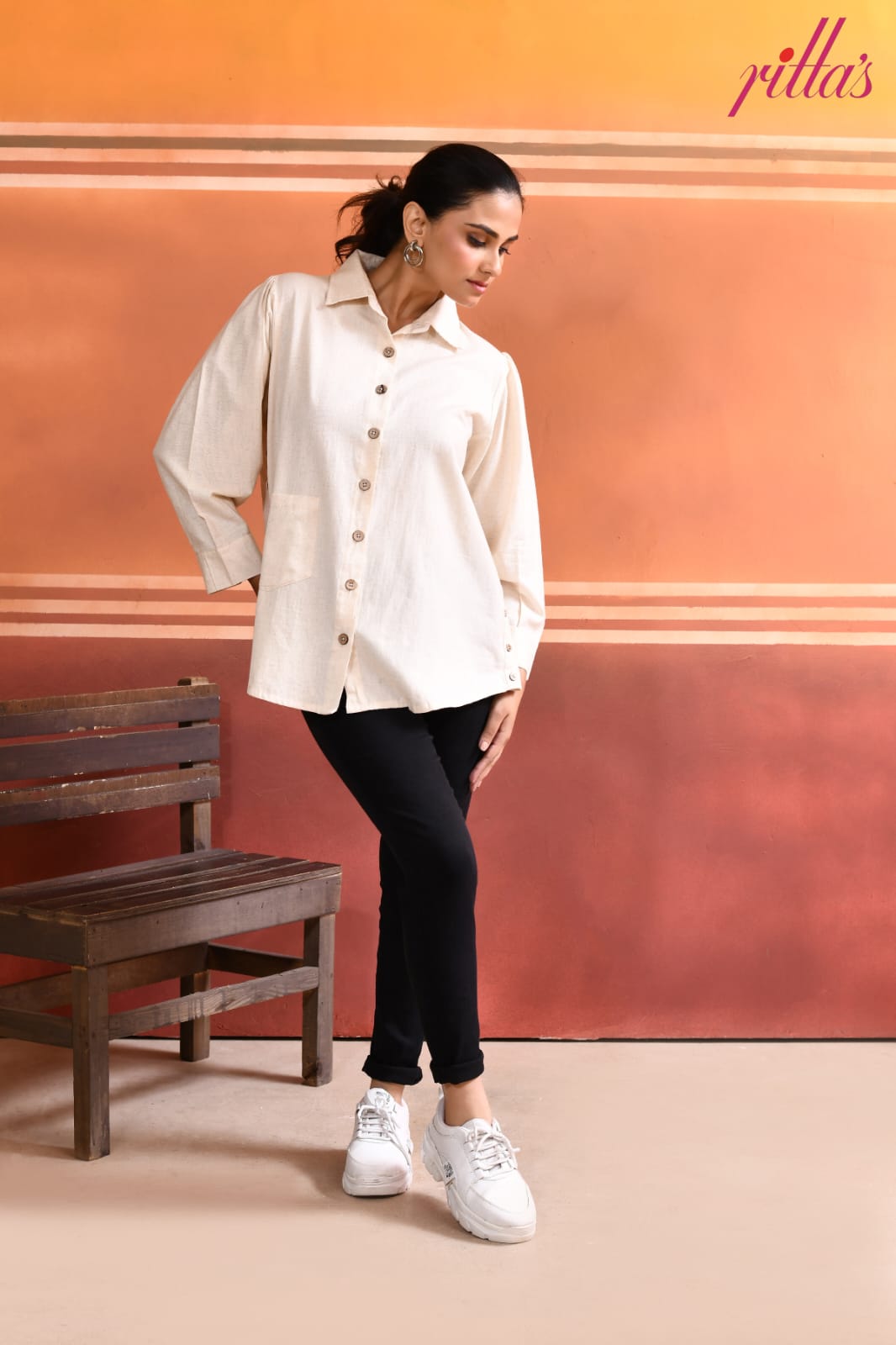 THE CLASSIC CHIC – BEIGE BUTTONED SHIRT