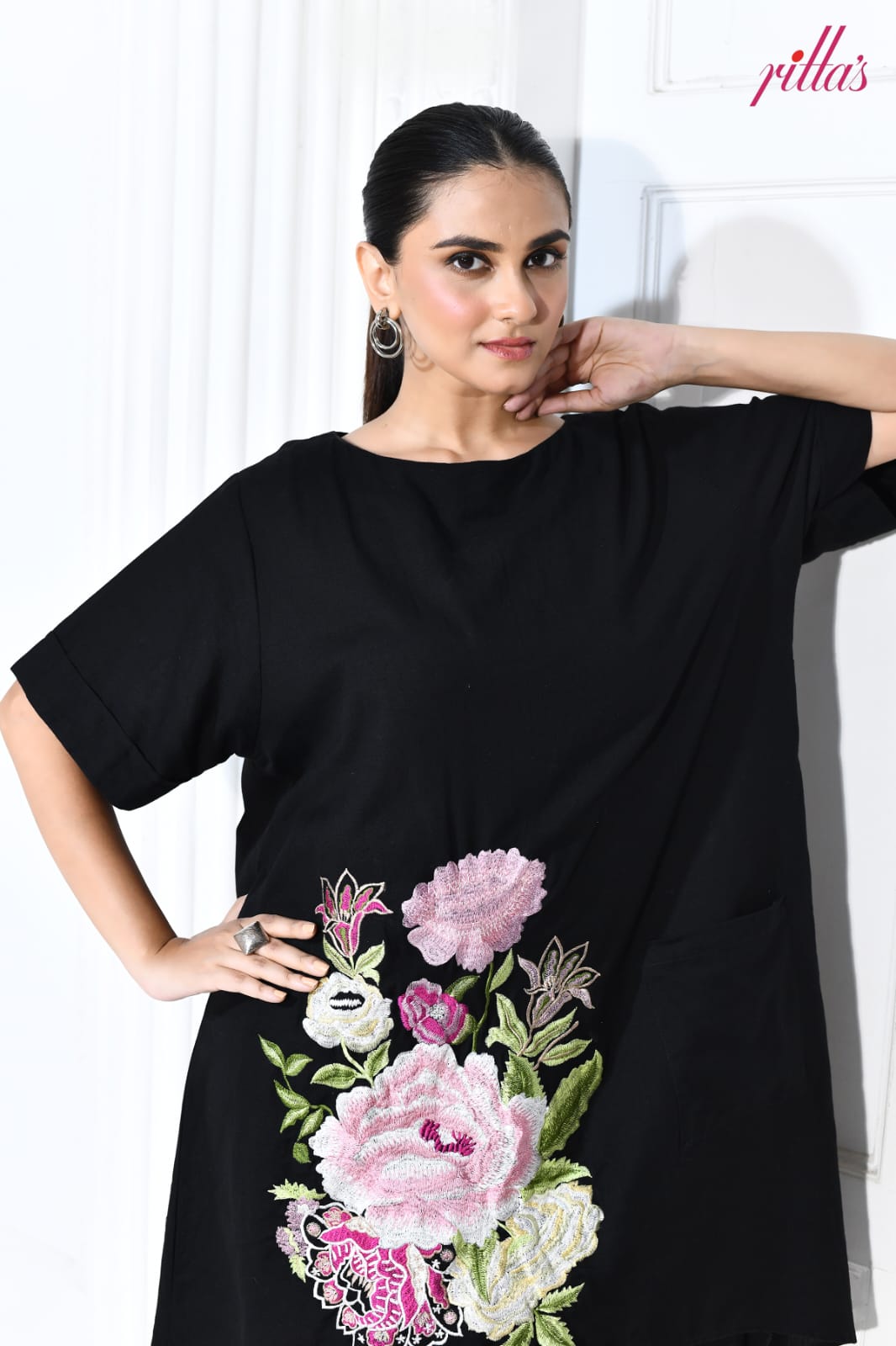 THE BLOOM – BLACK FLORAL EMBROIDERED DRESS