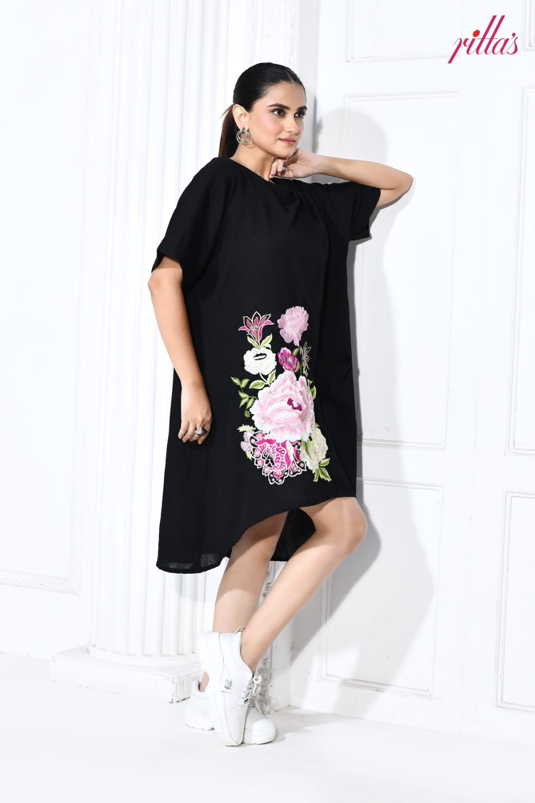 THE BLOOM – BLACK FLORAL EMBROIDERED DRESS