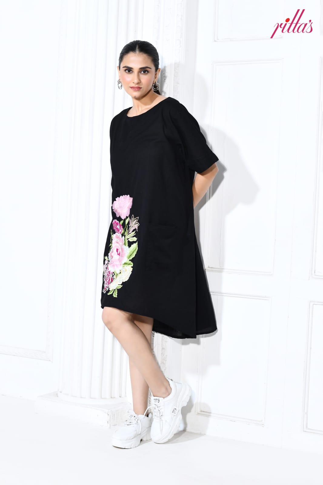 THE BLOOM – BLACK FLORAL EMBROIDERED DRESS