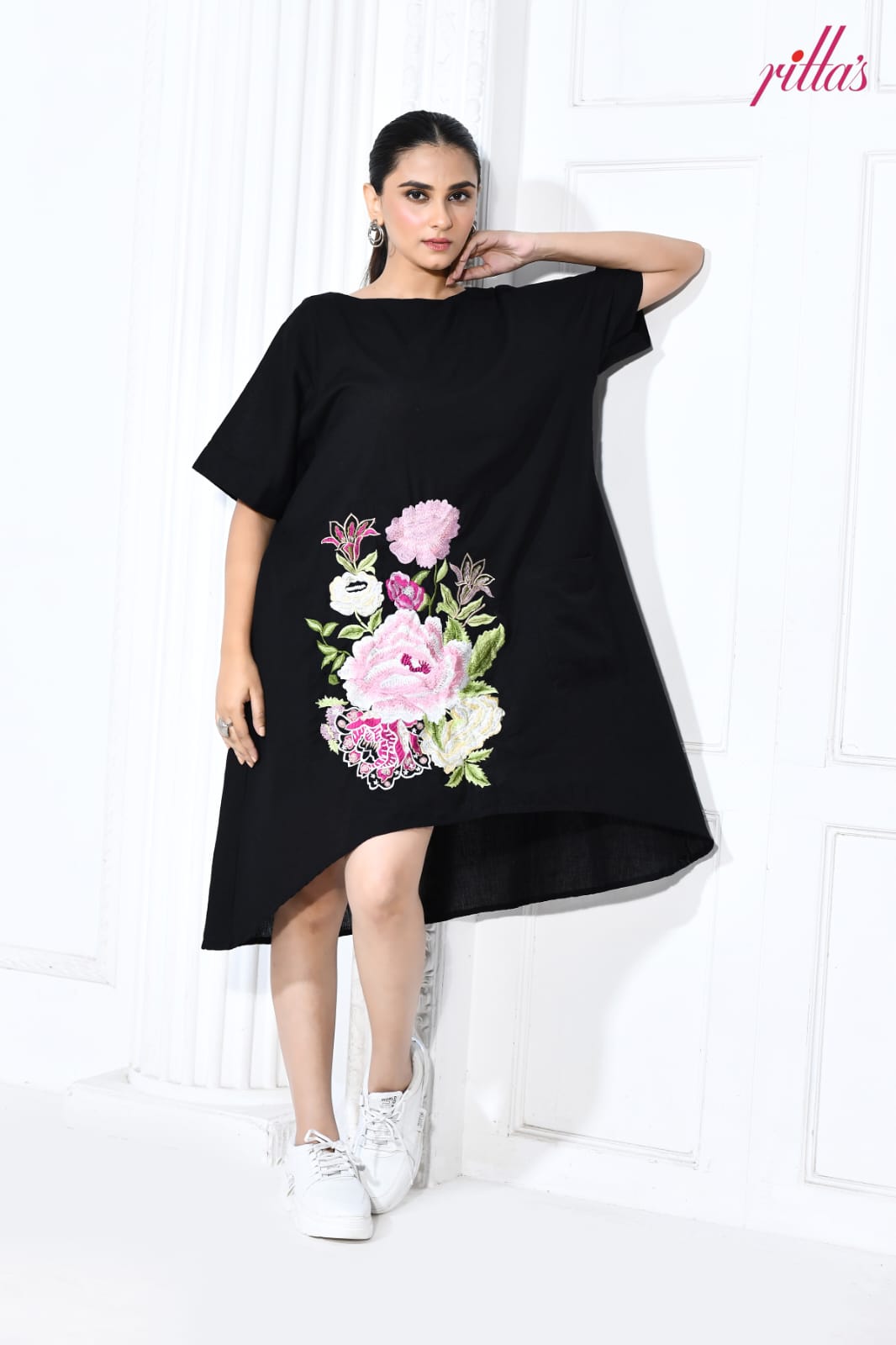 THE BLOOM – BLACK FLORAL EMBROIDERED DRESS