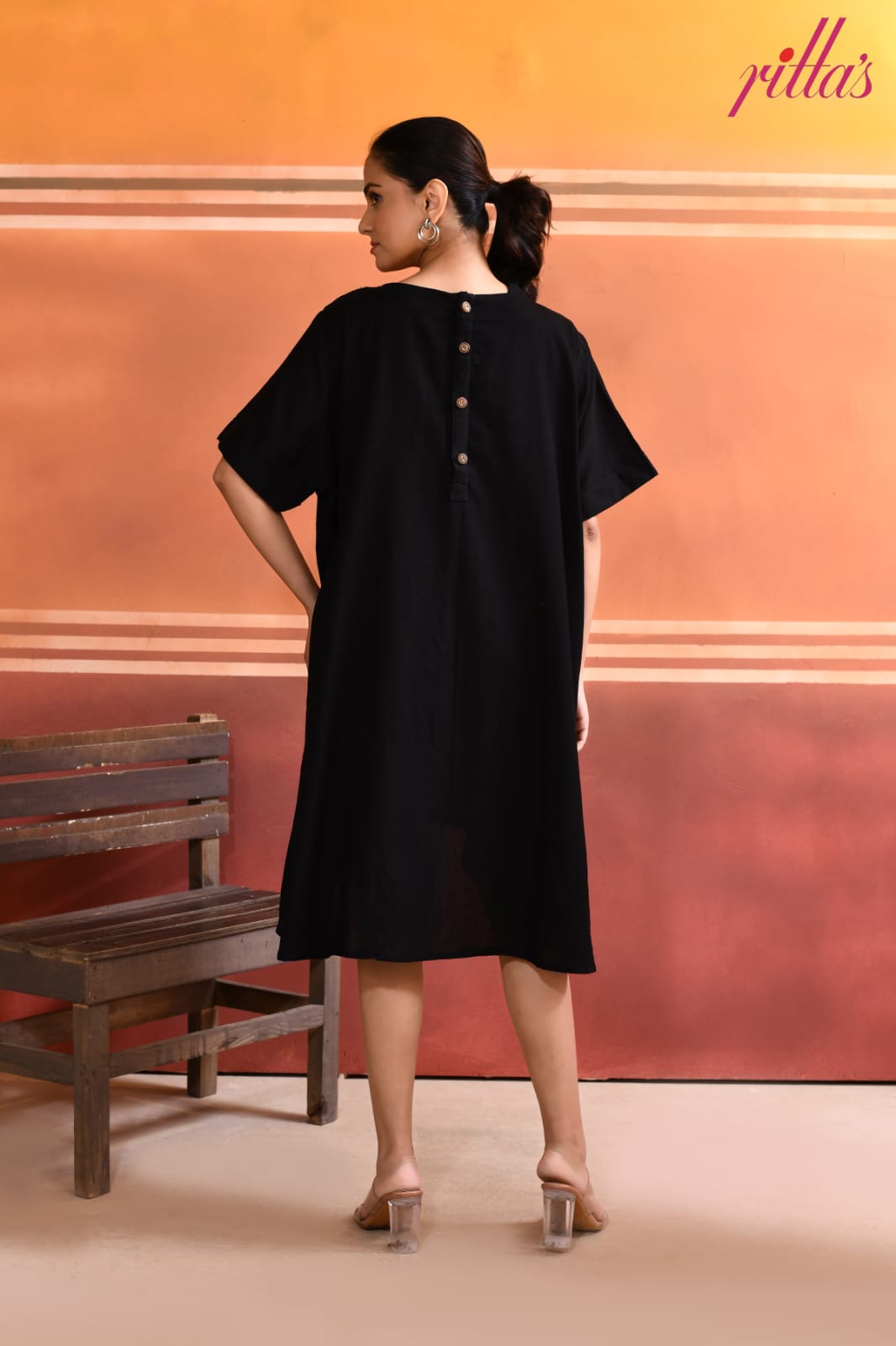THE SOARING – BLACK EMBROIDERED BIRD DRESS