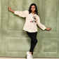 FLORAL CAT TALE CREAM SIDE PANEL SHIRT