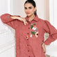 RUST FLORAL CAT TALE SIDE PANEL SHIRT