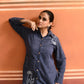 BOTANIC SKETCH – DENIM BLUE LONG SHIRT