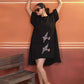 THE SOARING – BLACK EMBROIDERED BIRD DRESS