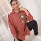 RUST FLORAL CAT TALE SIDE PANEL SHIRT